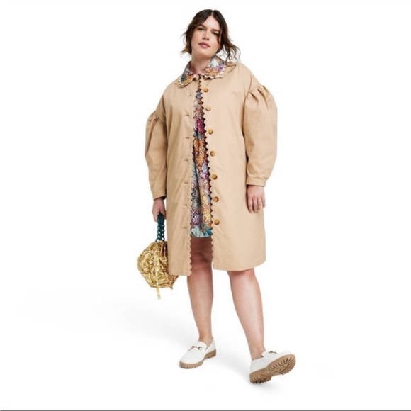 Kika Vargas x Target Tan Khaki Scalloped Edge
Trench Coat Size 4X NWT - Picture 5 of 6